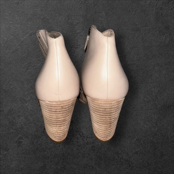 Eileen Fisher Trail Bootie Cream Leather Ankle Boots Size 11 Stacked Heel - Picture 4 of 6